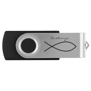Christian Fish Symbol Ichthys Thunder_Cove Flash Drive