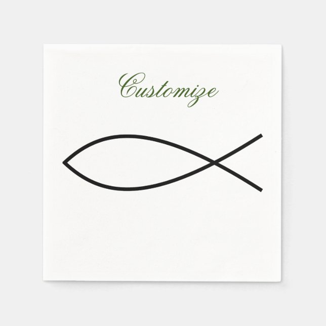 Christian Fish Symbol Ichthys Thunder_Cove Napkins (Front)