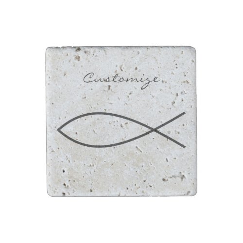 Christian Fish Symbol Ichthys Thunder_Cove Stone Magnet