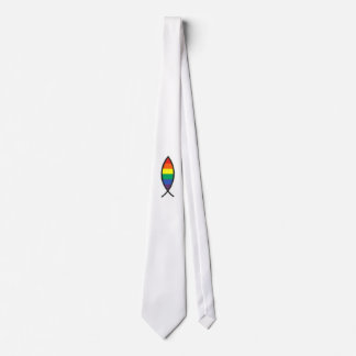 Christian Fish Symbol in Rainbow Graphic Neck Tie
