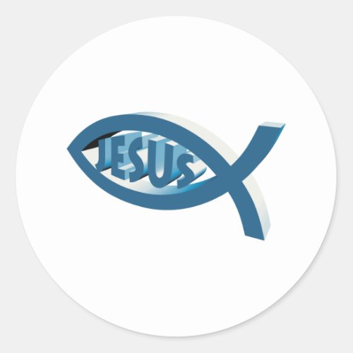 Christian Fish Symbol _ Jesus Scripture Classic Round Sticker