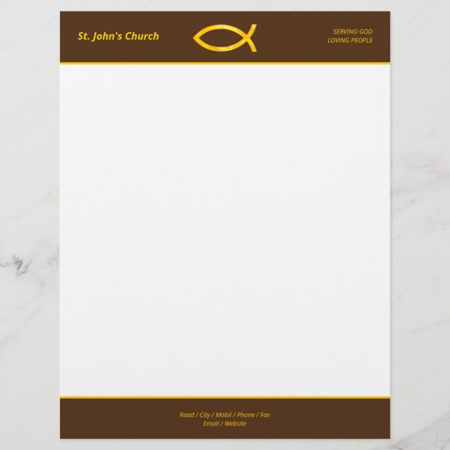 Christian Fish Symbol Letterhead (Front)
