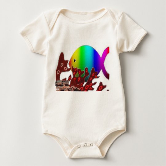 Christian Fish Symbol - Rainbow Ocean Baby Bodysuit