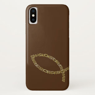 Christian Fish Symbols on brown iPhone X Case