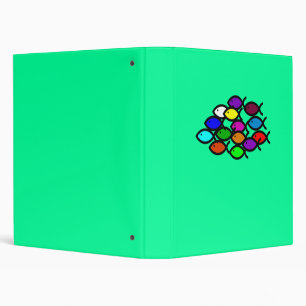 Christian Fish Symbols - Rainbow School - 3 Ring Binder