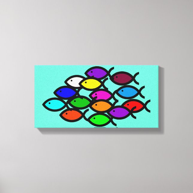 Christian Fish Symbols - Rainbow School - Canvas Print (Front)