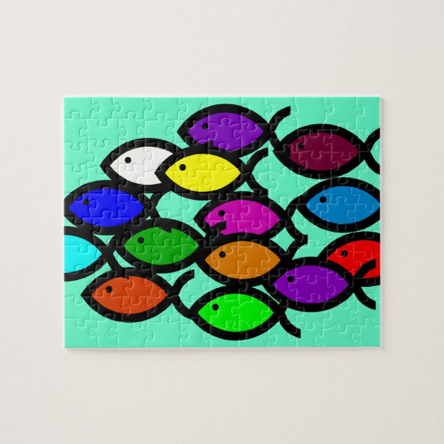 Christian Fish Symbols - Rainbow School - Jigsaw Puzzle (Horizontal)