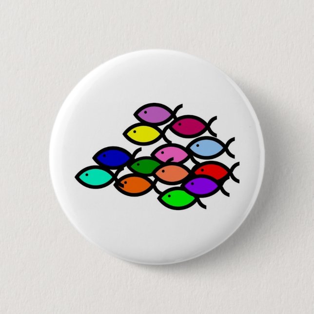 Christian Fish Symbols - Rainbow School - Pinback Button (Front)