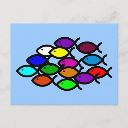 Christian Fish Symbols _ Rainbow School _ Postcard