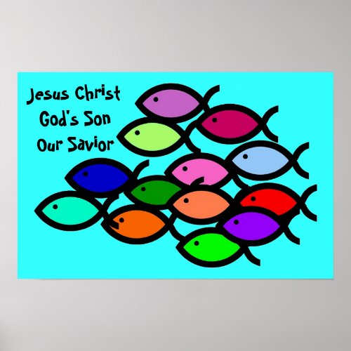 Christian Fish Symbols _ Rainbow School _ Poster