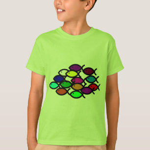 Christian Fish Symbols - Rainbow School - T-Shirt