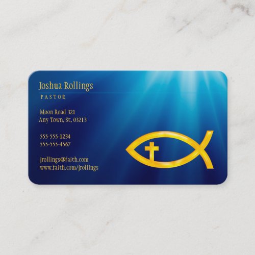 Christian Fish with Cross  Inspirational Business Card