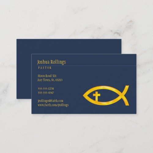 Christian Fish with Cross  Inspirational Business Card