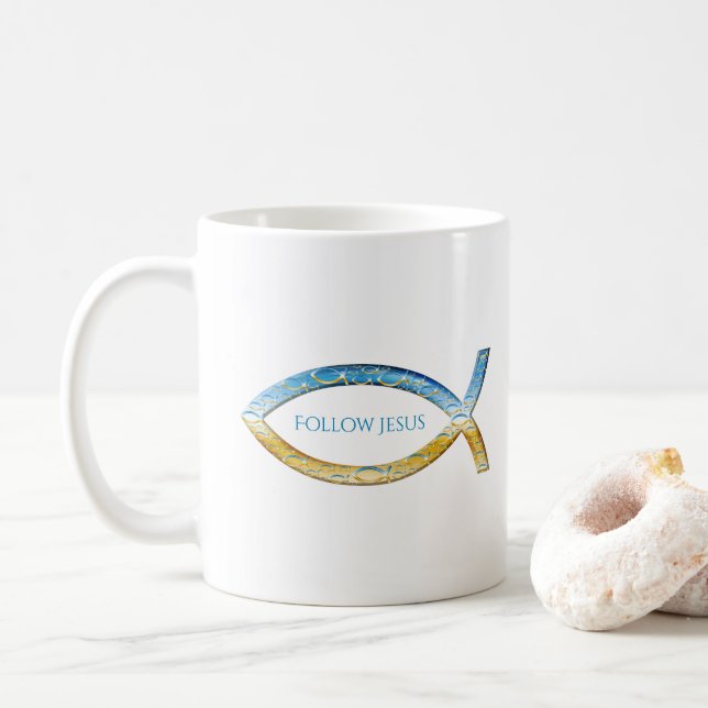 Christian Fishes | Follow Jesus Coffee Mug (With Donut)