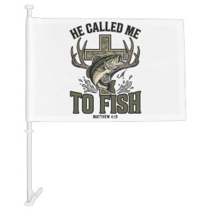 Christian Fishing Design He Called Me to Fish Car Flag