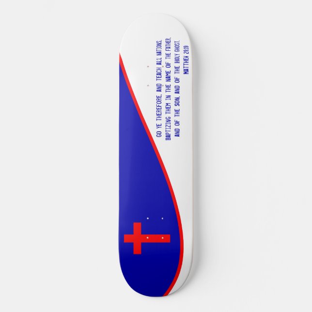 Christian Flag Inspired Skateboard (Front)