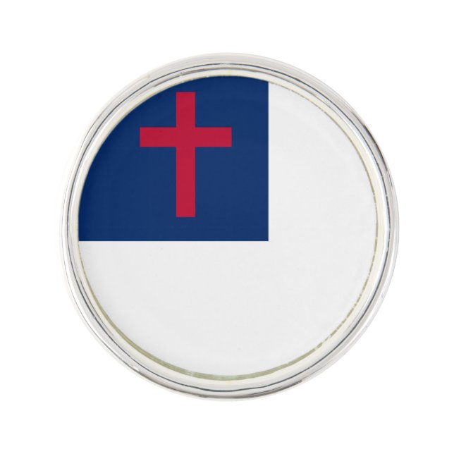 Christian flag Planet Jill Round Lapel Pin (Front)
