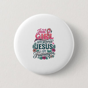 Christian Flamingo Girl Vintage Button