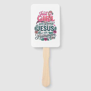 Christian Flamingo Girl Vintage Hand Fan