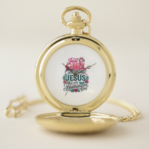 Christian Flamingo Girl Vintage Pocket Watch