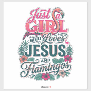 Christian Flamingo Girl Vintage Sticker