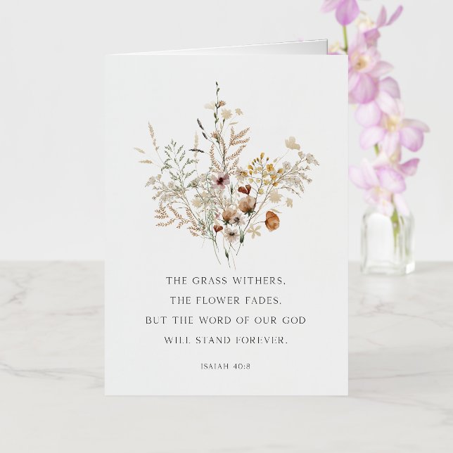 Christian Floral Art Isaiah 40:8 Greeting Card (Orchid)