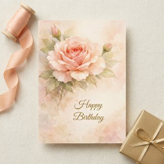Christian Floral Birthday Card Blush Rose