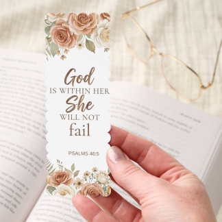 Christian Floral Bookmark - Psalm 46:5 Bible Gift