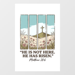 Christian Floral Cross Matthew 28_6 Vintage Window Cling