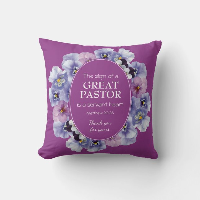 Christian Floral PASTOR APPRECIATION Servant Heart Throw Pillow (Front)
