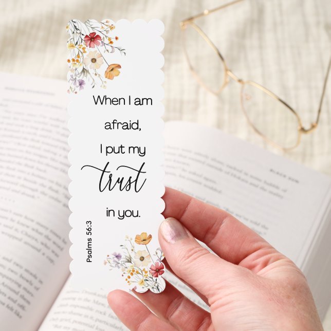 Christian Floral Psalms 56:3 Bible Scripture  Bookmarks (Hand)