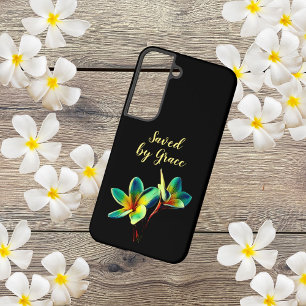 Christian Floral "Saved By Grace" Quote Samsung Galaxy S22 Case
