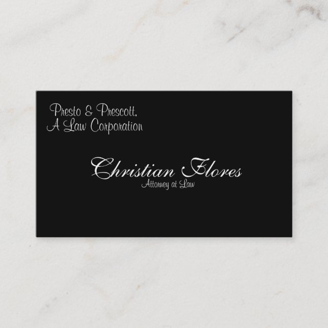 Christian Flores, Attorney at Law, Presto & Pre... Business Card (Front)
