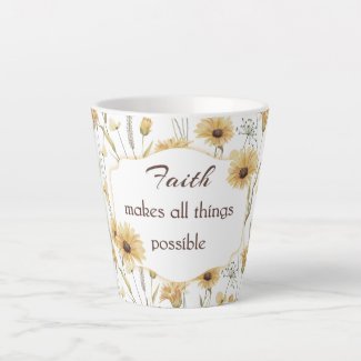 Christian Flower Faith Latte Coffee Mug