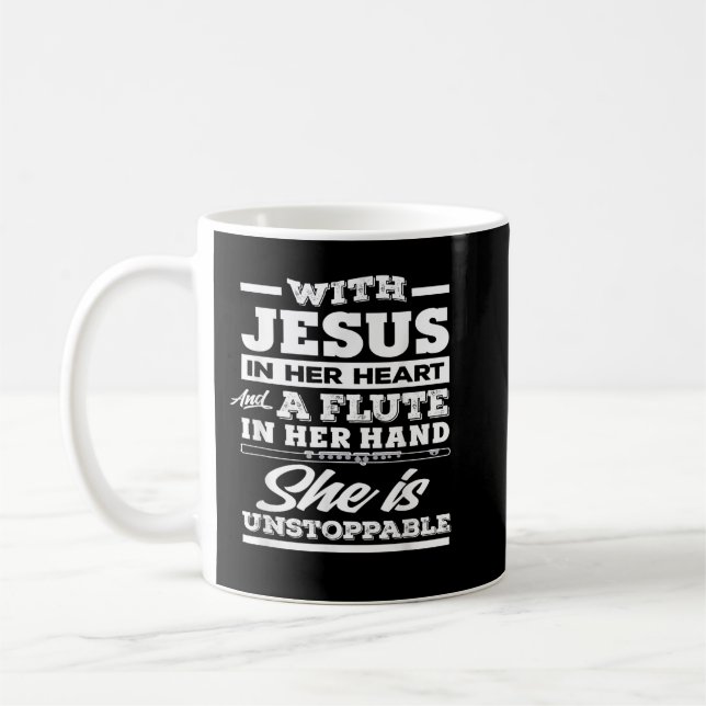 Christian Flute Player Gift For Woman Girl Flutist Coffee Mug (Left)