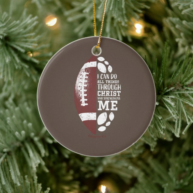 Christian Football Gifts Teen Boys Kids Men Religi Ceramic Ornament (Tree)