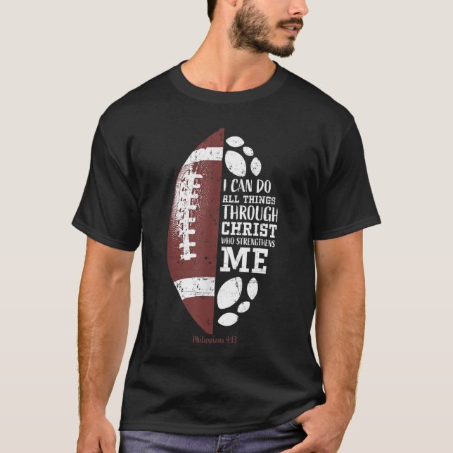 Christian Football Gifts Teen Boys Kids Men Religi T-Shirt (Front)