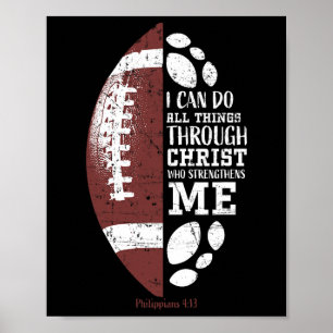 Christian Football Philippians 413 Religious Verse Poster