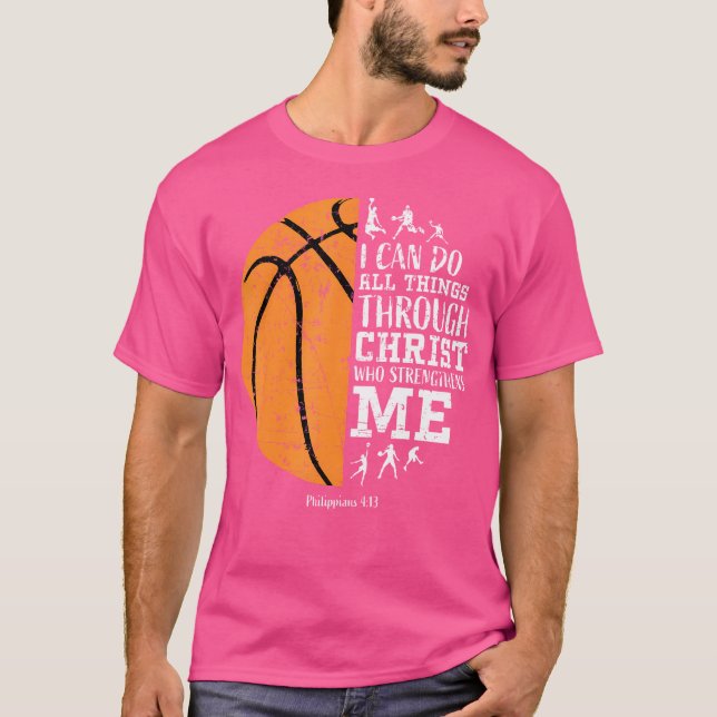 Christian For Boys Basketball Religious T-Shirt (Front)