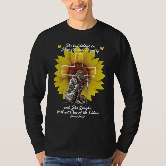 Christian  For Women Cross  Bible Verse Sunflower T-Shirt (Front)