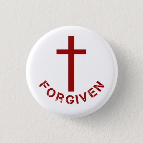 Christian Forgiven Red Cross and Text Design Button