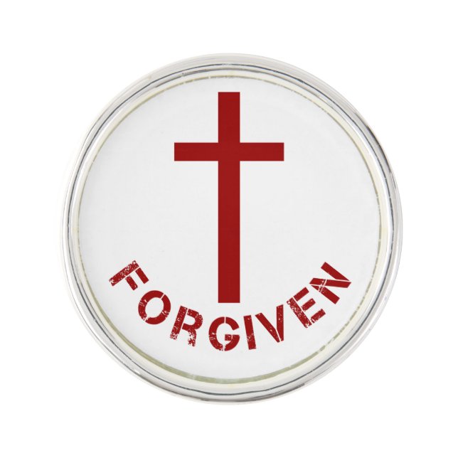 Christian Forgiven Red Cross and Text Design Pin (Front)