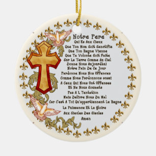 Christian French Lords Prayer Ceramic Ornament