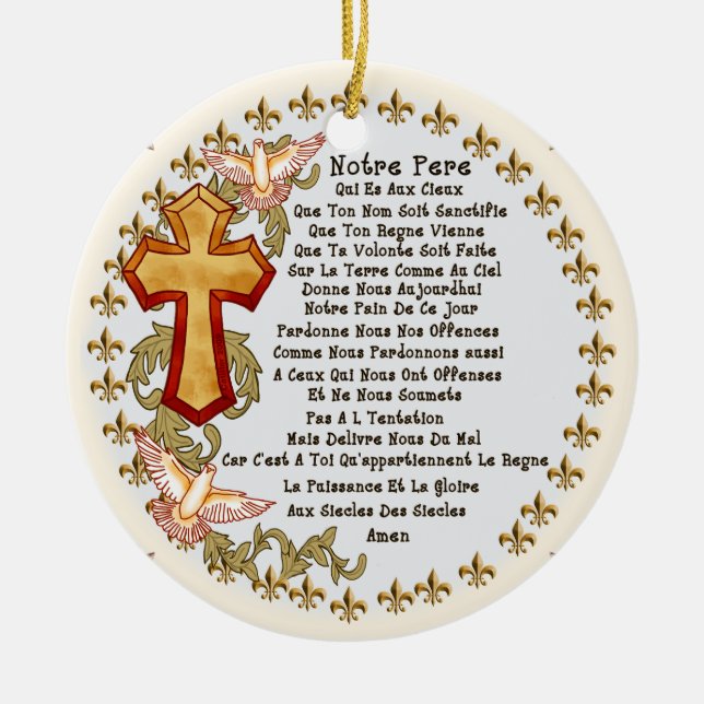 Christian French Lords Prayer  Ceramic Ornament (Front)