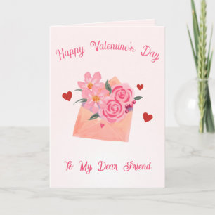 Christian Friend - Watercolor Flower Valentine's Holiday Card
