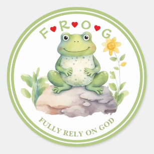  Christian FROG Acronym Floral Classic Round Sticker