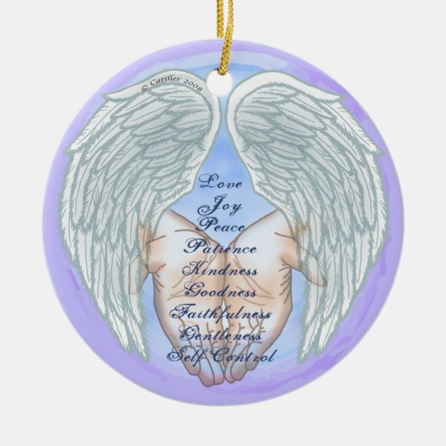 Christian fruits of the spirit ceramic ornament (Front)
