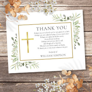 Christian Funeral Greenery Poem Thank You Card