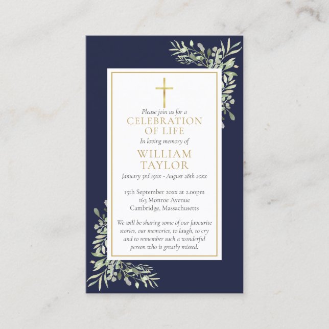 Christian Funeral  Memorial Greenery Prayer Cards (Front)
