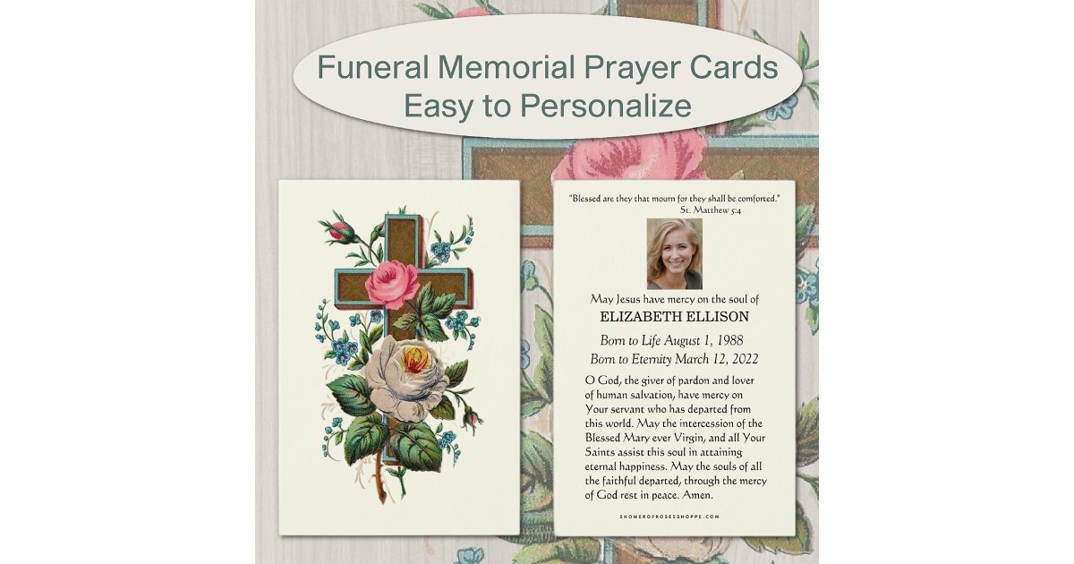 Christian Funeral Memorial Scripture Prayer Card | Zazzle